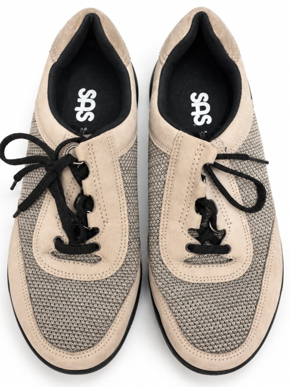 SAS Sporty Lux Walking Sneakers Womens 9 Wide Taupe Leather Comfort Shoes USA